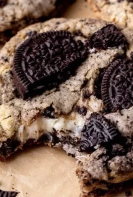 Plate of delicious Oreo Cheesecake Cookies with a creamy filling and Oreo pieces