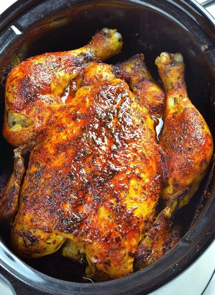 Homemade slow cooker rotisserie chicken recipe
