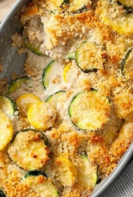 Delicious yellow squash and zucchini casserole dish fresh from the oven
